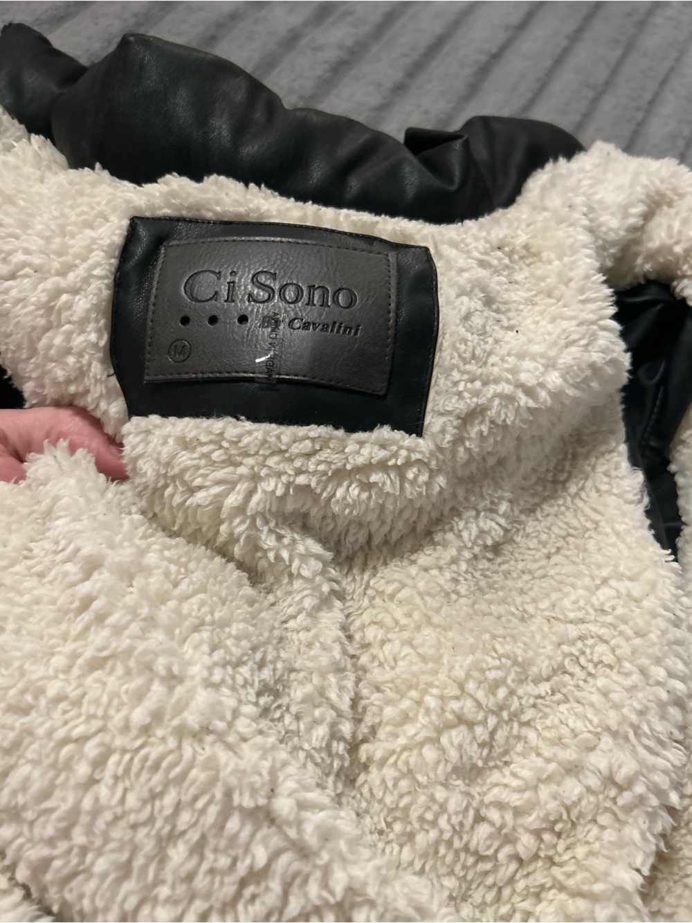 Cavalini Cream Sherpa Jacket with Black Trim